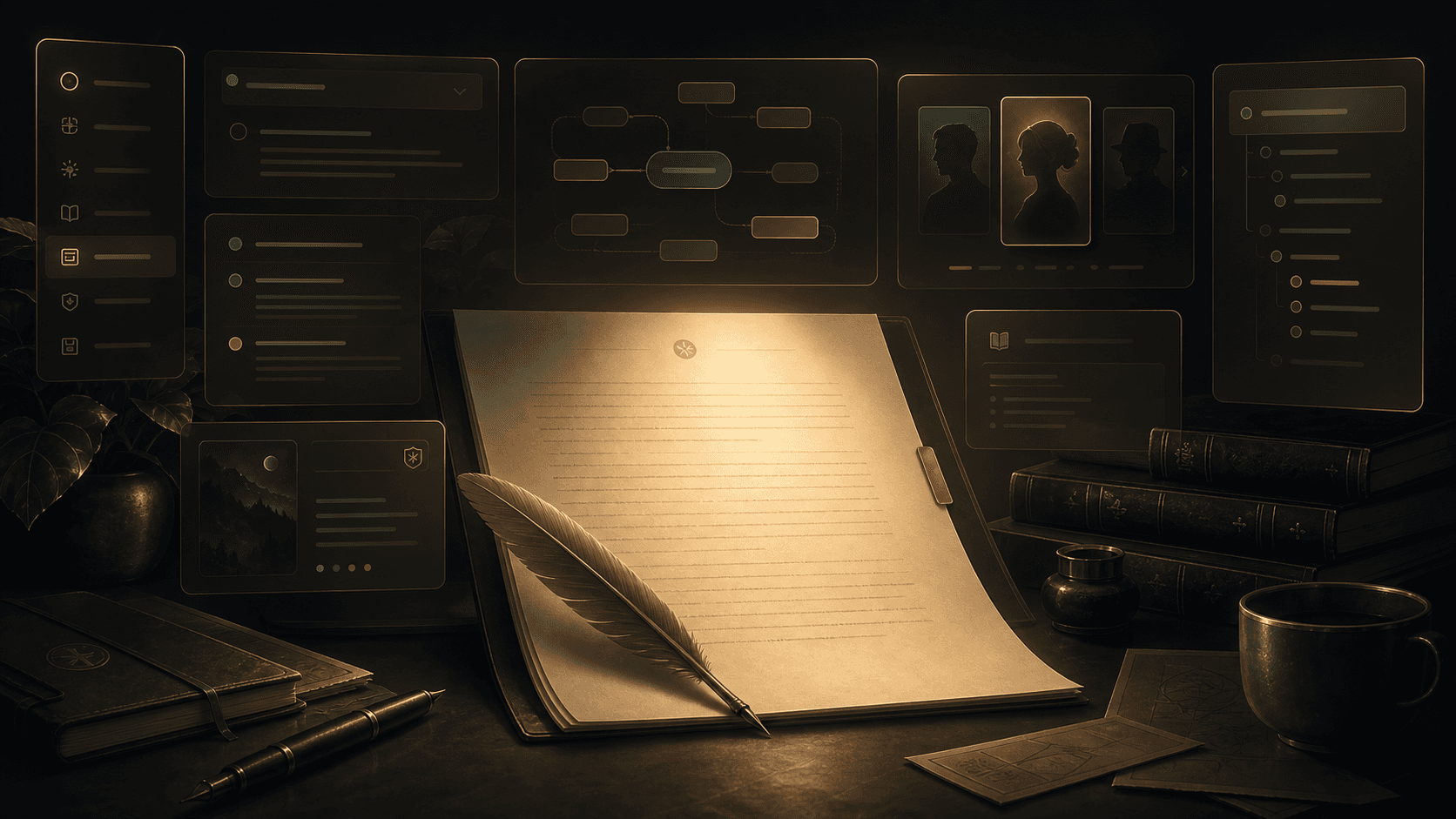 Espace d’écriture ZedWrite avec manuscrit et ordinateur